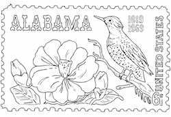 Alabama Postage Stamp Coloring Page