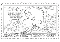 Alaska Postage Stamp Coloring Page