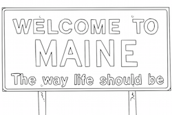 Welcome to Maine Highway Sign Coloring