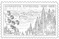 Minnesota Statehood Postage Stamp Coloring