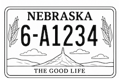 Nebraska License Plate Coloring