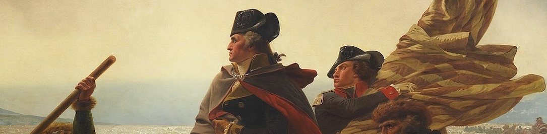 Washington crossing the Delaware River.