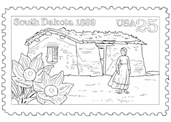 South Dakota Postage Stamp Coloring