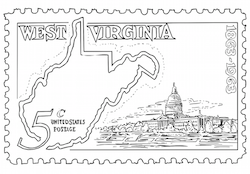 West Virginia Postage Stamp Coloring