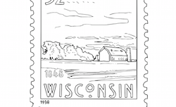 Wisconsin Statehood Postage Stamp Coloring